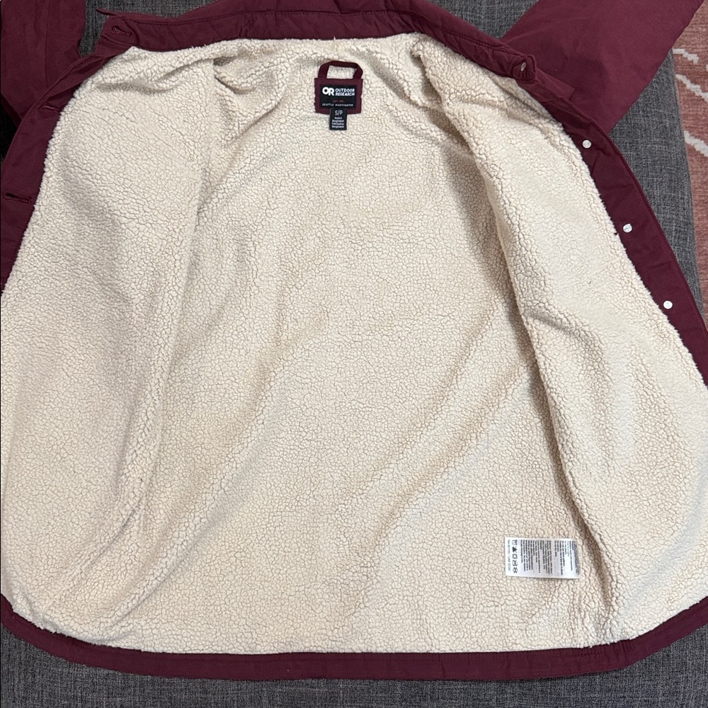 Outdoor Research Lined Chore Jacket Burgundy Sherpa Lined Utility Coat Small - Picture 7 of 10